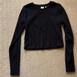 Aritzia HomeStretch Rib Crew Waist Longsleeve, M, Black